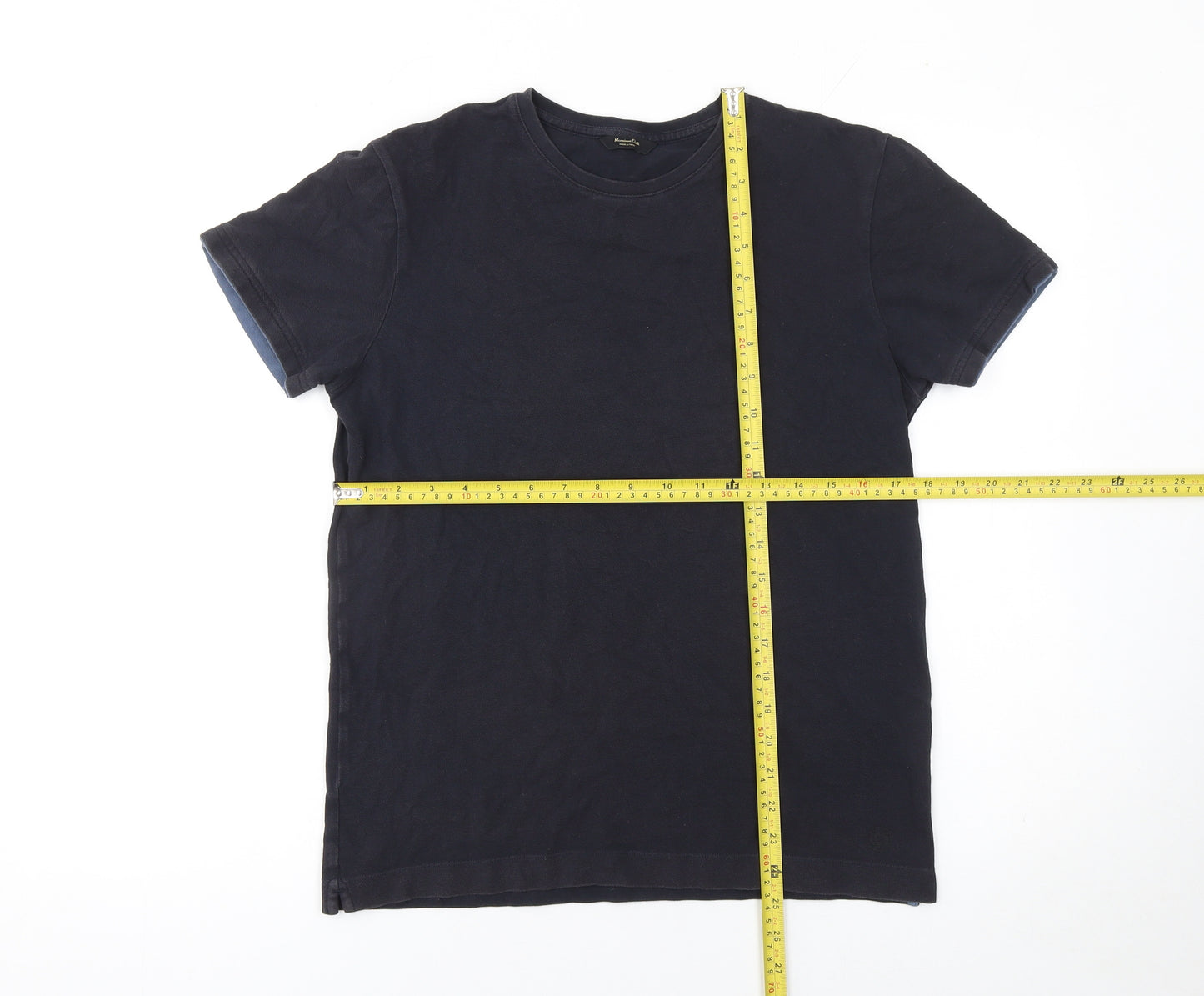 Massimo Dutti Men's Black Cotton Crew Neck Short Sleeve T-Shirt Size S