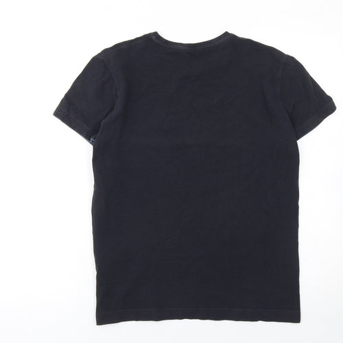 Massimo Dutti Men's Black Cotton Crew Neck Short Sleeve T-Shirt Size S