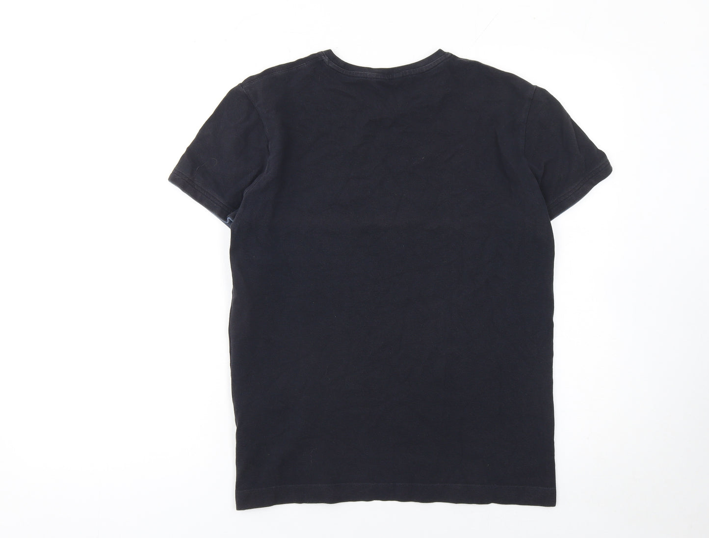Massimo Dutti Men's Black Cotton Crew Neck Short Sleeve T-Shirt Size S
