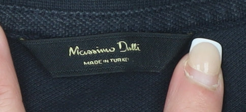 Massimo Dutti Men's Black Cotton Crew Neck Short Sleeve T-Shirt Size S