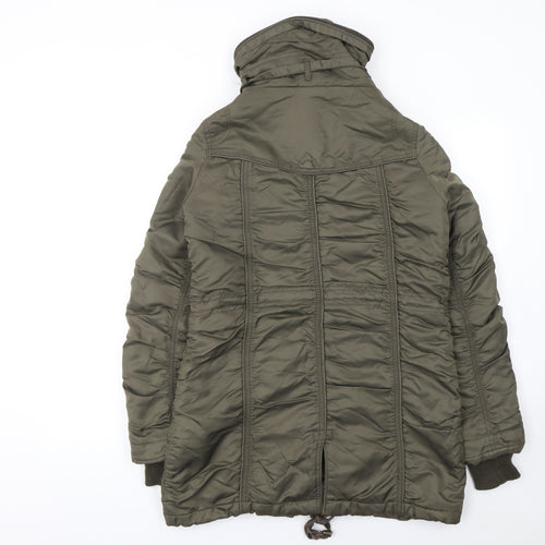 Pink Women’s Green Long Hooded Puffer Coat Size S Polyamide