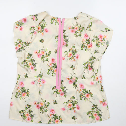 Rowen Avenue Women's Multicoloured Floral Zip Tunic Blouse Size L