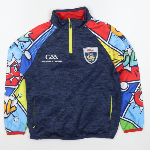 Masita Boys Blue Multicoloured 1/4 Zip Pullover Hoodie - Size 24