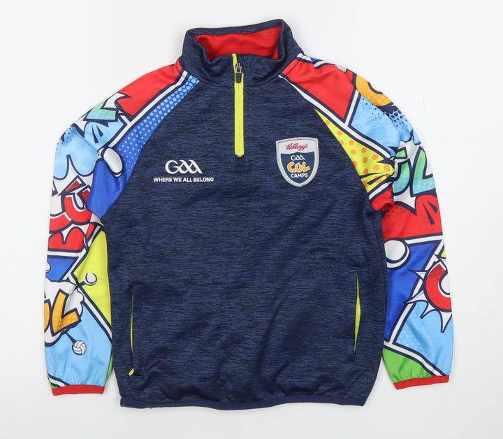 Masita Boys Blue Multicoloured 1/4 Zip Pullover Hoodie - Size 24