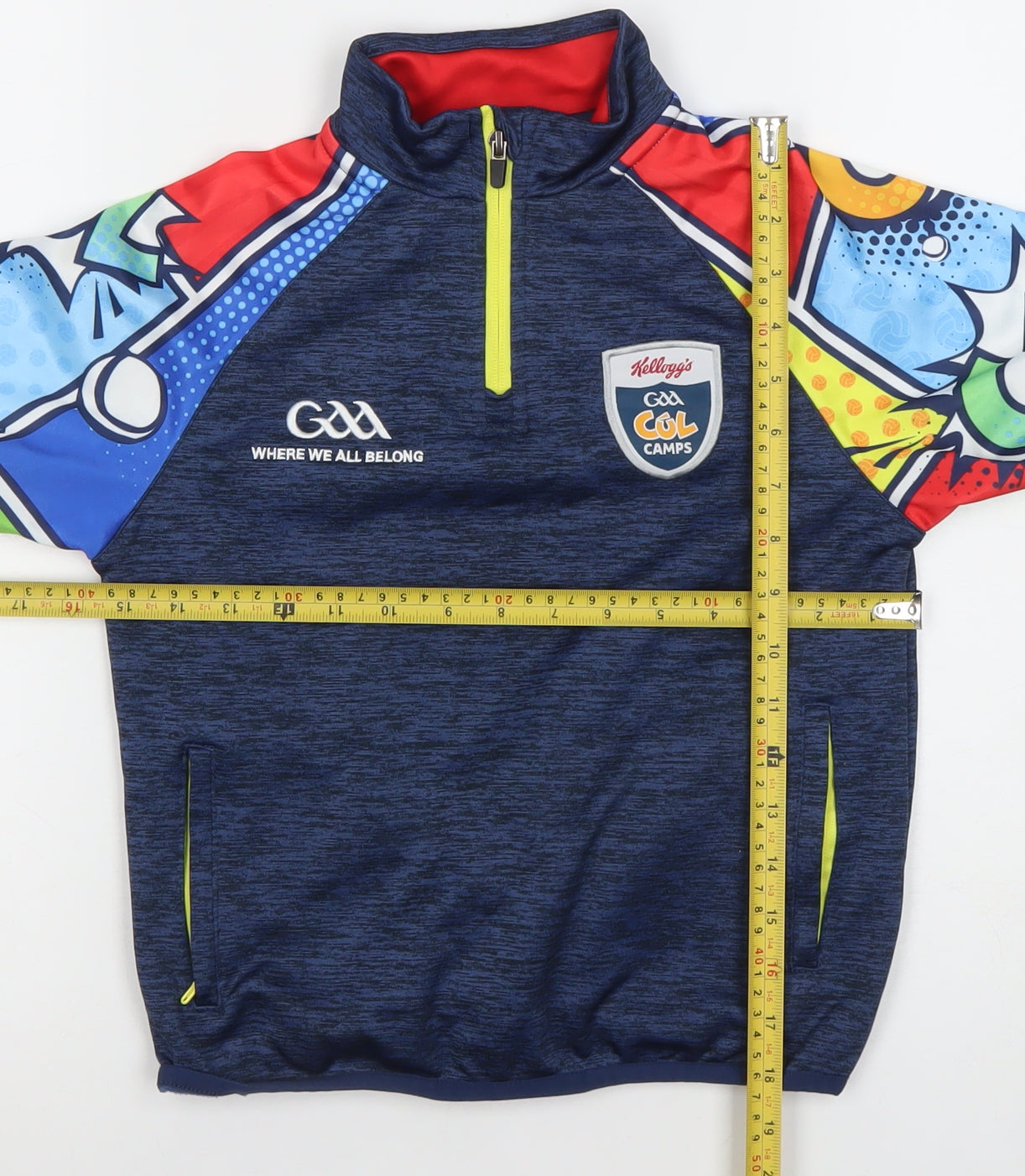 Masita Boys Blue Multicoloured 1/4 Zip Pullover Hoodie - Size 24
