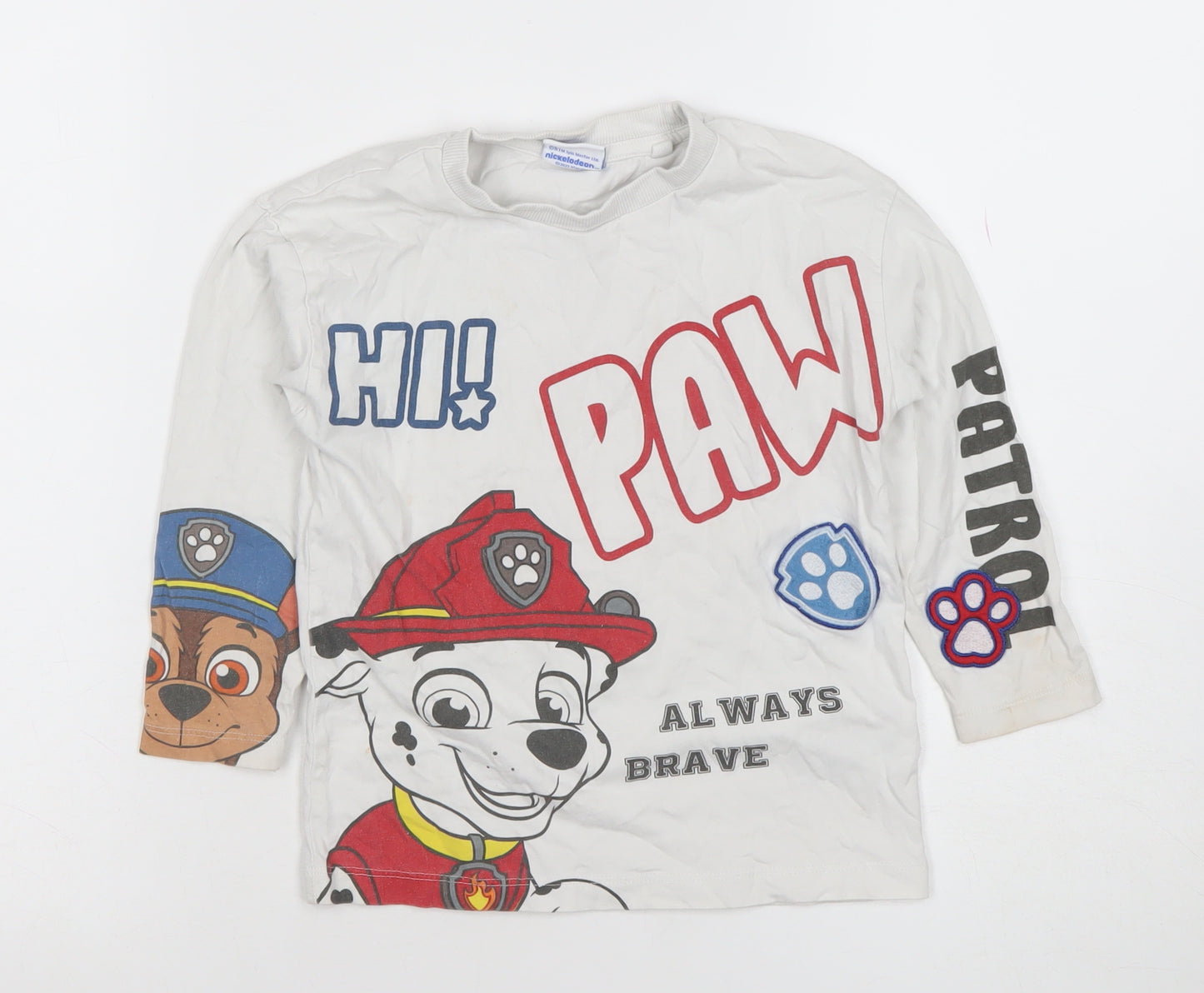 Next Boys White PAW Patrol Long Sleeve T-Shirt 4-5 Years Cotton