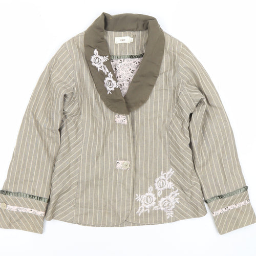 EXIT Girls Beige Embroidered Stripe Cotton Blazer Jacket 8 Years