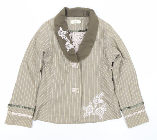 EXIT Girls Beige Embroidered Stripe Cotton Blazer Jacket 8 Years
