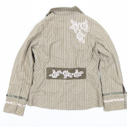 EXIT Girls Beige Embroidered Stripe Cotton Blazer Jacket 8 Years