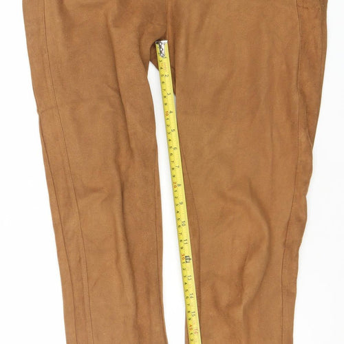 Redial Women’s Brown XL Skinny Stretch Trousers with Ankle Zip