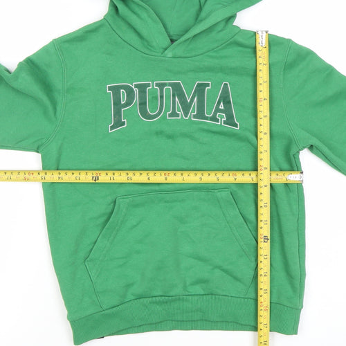 Puma Boys Green Pullover Hoodie 7-8 Years Logo Sports Casual