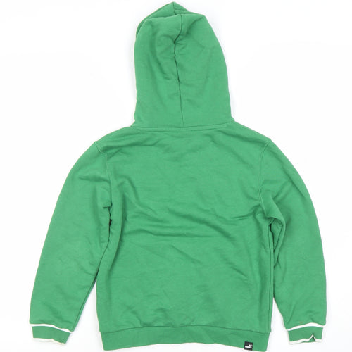 Puma Boys Green Pullover Hoodie 7-8 Years Logo Sports Casual