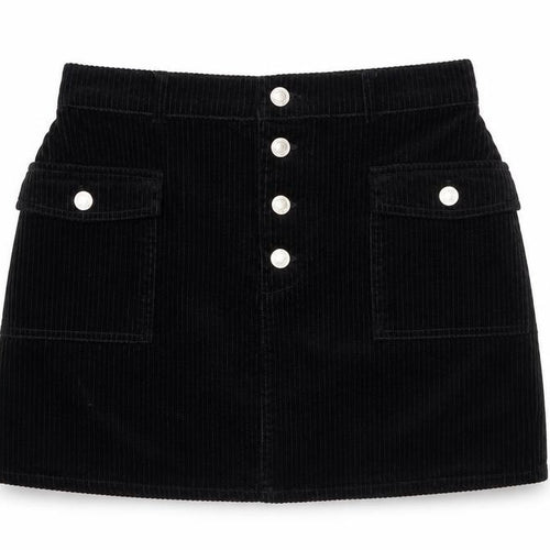 Primark Women Black Corduroy A-Line Short Skirt Size 10