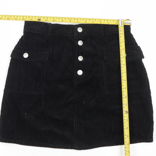 Primark Women Black Corduroy A-Line Short Skirt Size 10