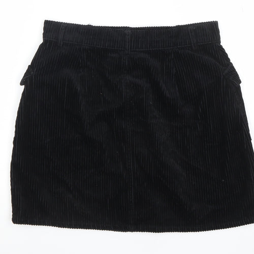Primark Women Black Corduroy A-Line Short Skirt Size 10