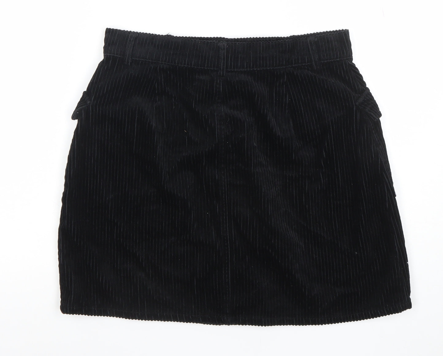 Primark Women Black Corduroy A-Line Short Skirt Size 10