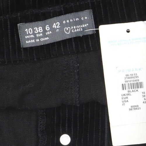 Primark Women Black Corduroy A-Line Short Skirt Size 10
