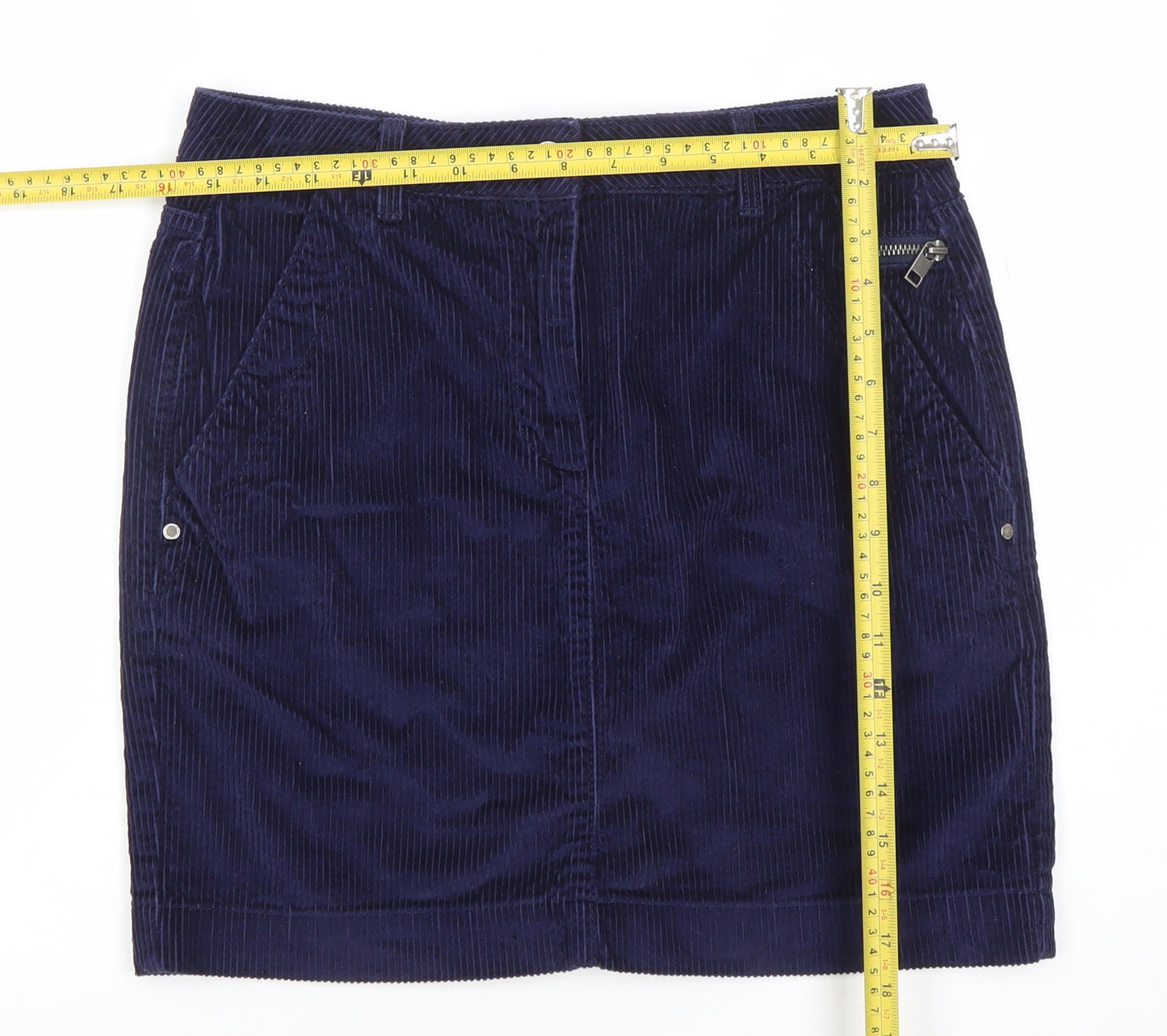 Next Women Blue Corduroy Short Pencil Skirt Size 10