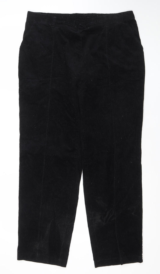 Marks and Spencer Womens Black Corduroy Stretch Trousers Size 16