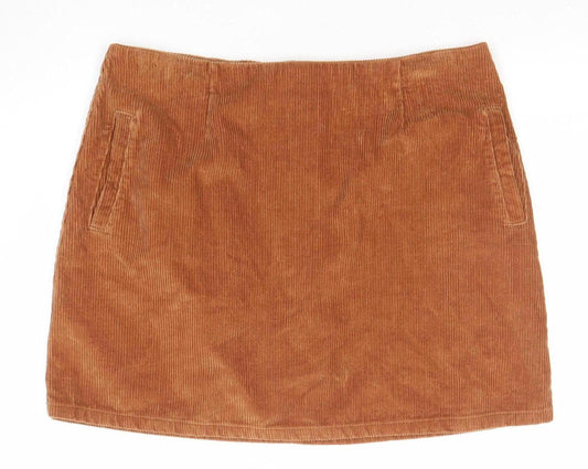 New Look Women Brown Corduroy Short Pencil Skirt Size 16