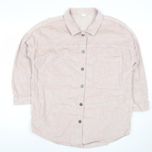 Next Girls Beige Corduroy Button-Up Shirt 12 Years 100% Cotton