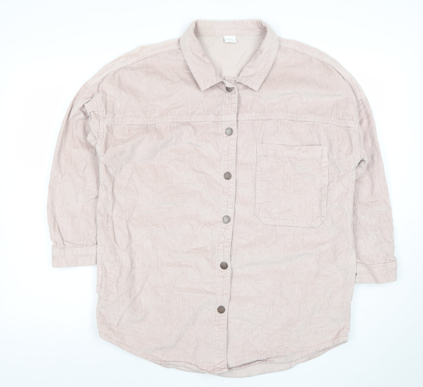 Next Girls Beige Corduroy Button-Up Shirt 12 Years 100% Cotton