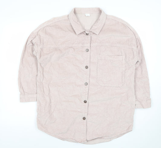Next Girls Beige Corduroy Button-Up Shirt 12 Years 100% Cotton