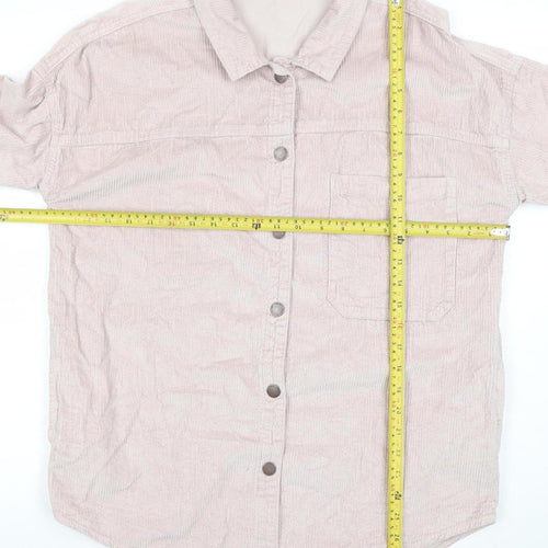Next Girls Beige Corduroy Button-Up Shirt 12 Years 100% Cotton