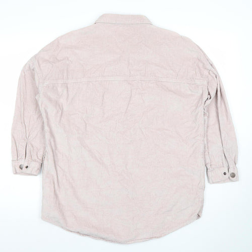 Next Girls Beige Corduroy Button-Up Shirt 12 Years 100% Cotton