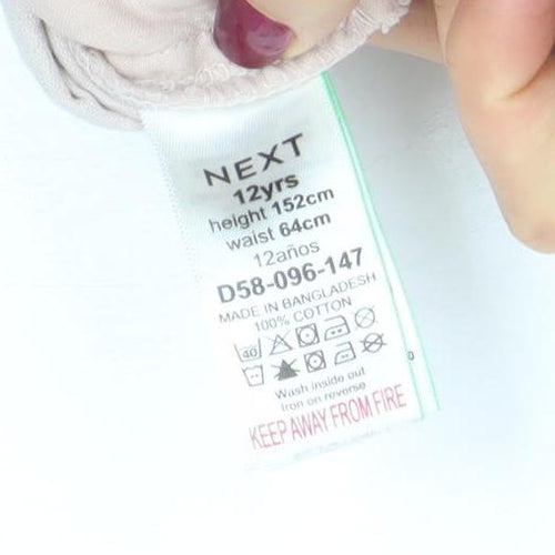 Next Girls Beige Corduroy Button-Up Shirt 12 Years 100% Cotton