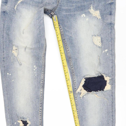 JK Attire Men’s Blue Light Wash Distressed Skinny Jeans 32R