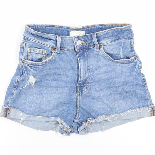 H&M Women's Blue Size 10 Cut-Off Denim Shorts Distressed Style