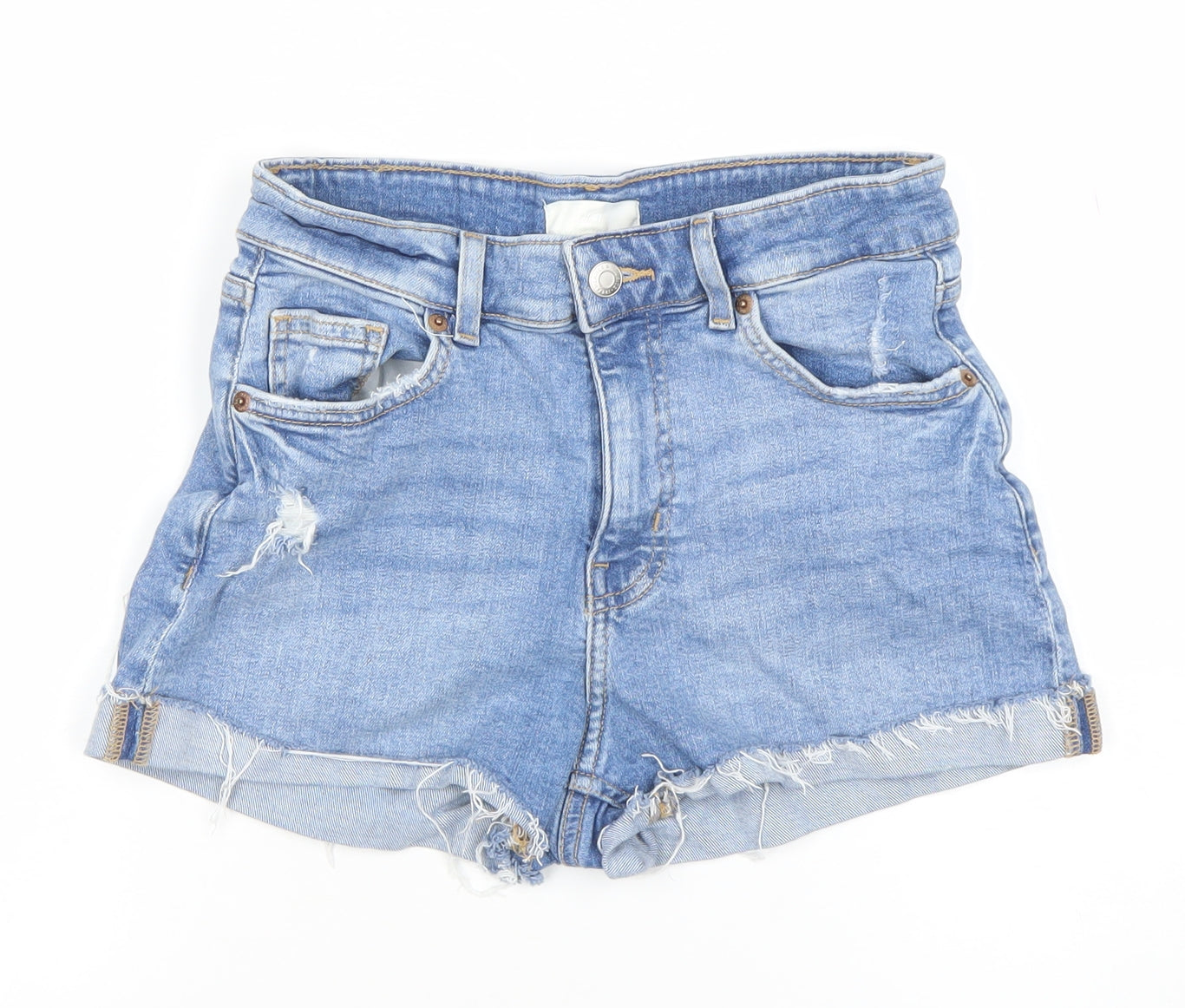 H&M Women's Blue Size 10 Cut-Off Denim Shorts Distressed Style