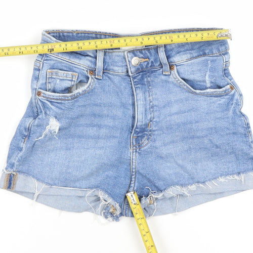 H&M Women's Blue Size 10 Cut-Off Denim Shorts Distressed Style