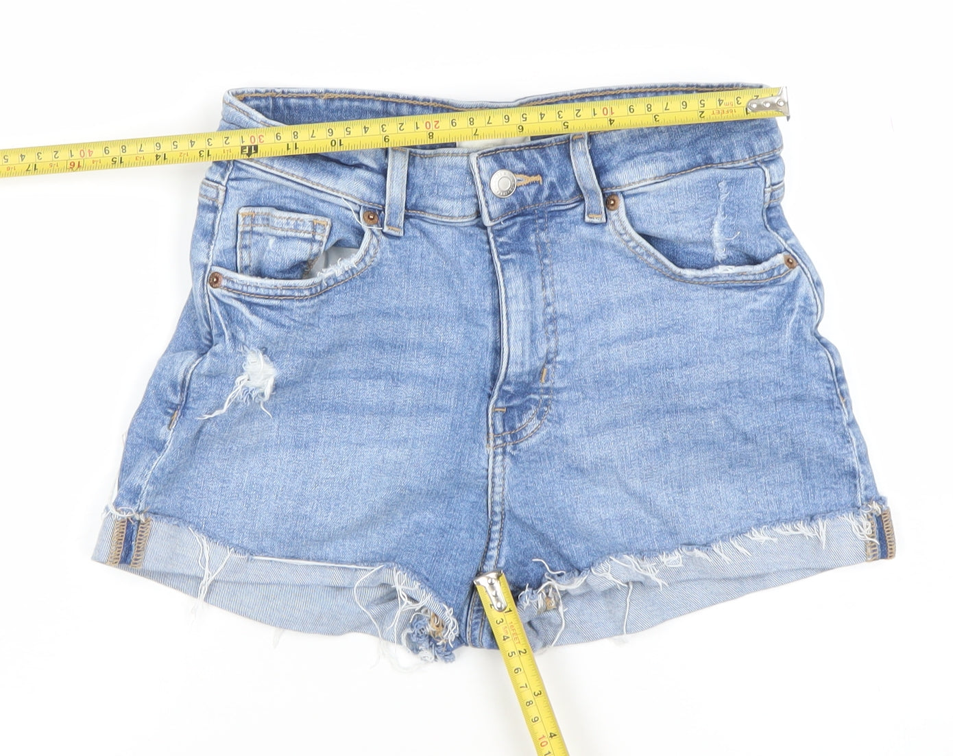 H&M Women's Blue Size 10 Cut-Off Denim Shorts Distressed Style