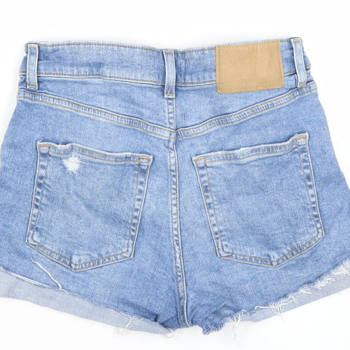 H&M Women's Blue Size 10 Cut-Off Denim Shorts Distressed Style