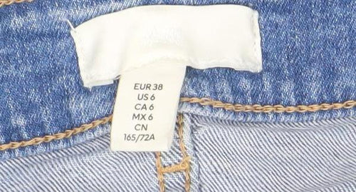 H&M Women's Blue Size 10 Cut-Off Denim Shorts Distressed Style