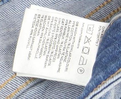 H&M Women's Blue Size 10 Cut-Off Denim Shorts Distressed Style