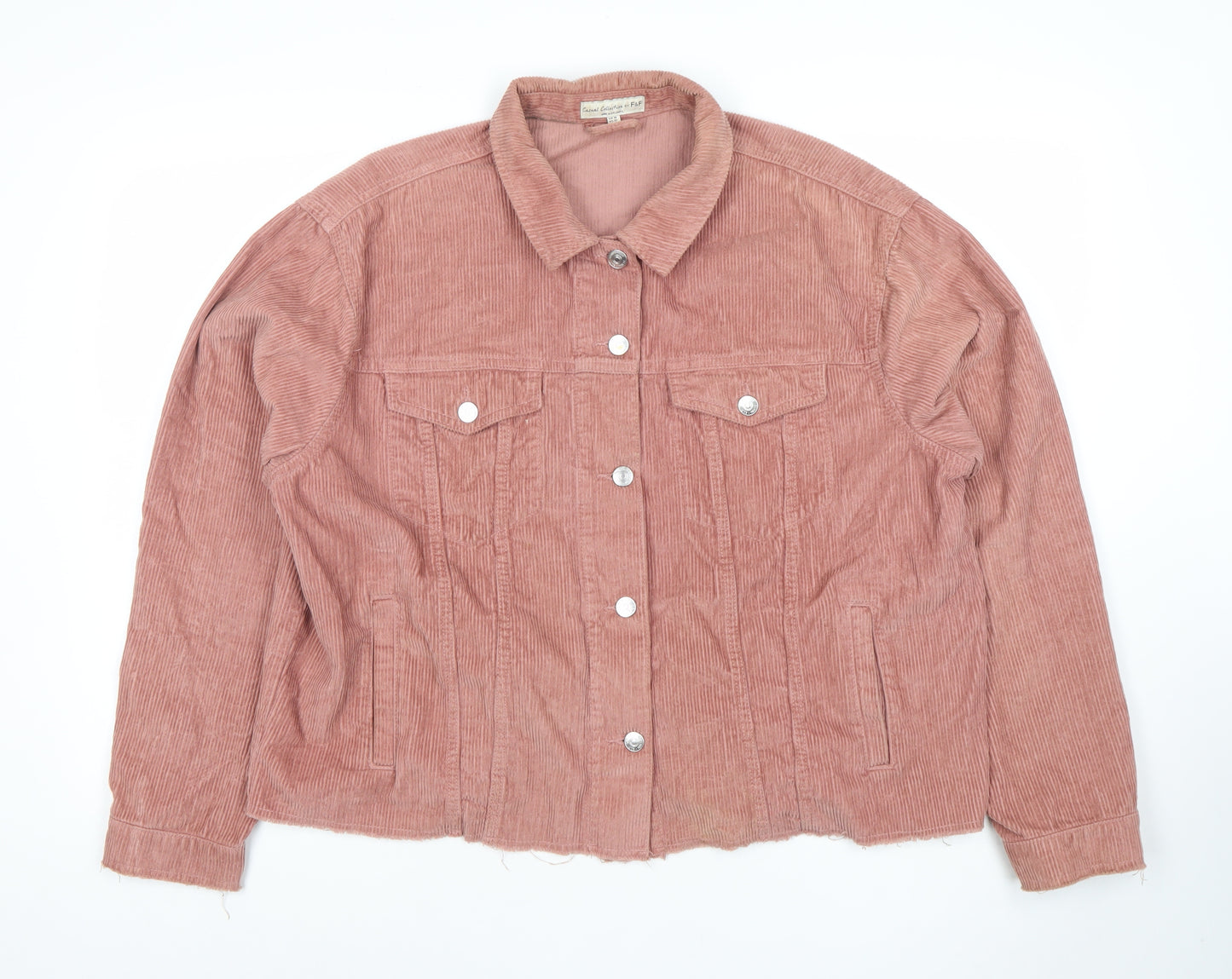F&F Womens Pink Corduroy Button Jacket Size 16 Casual Short