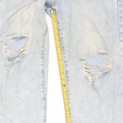 SHEIN Women’s Blue Distressed Wide-Leg Denim Jeans Size 10