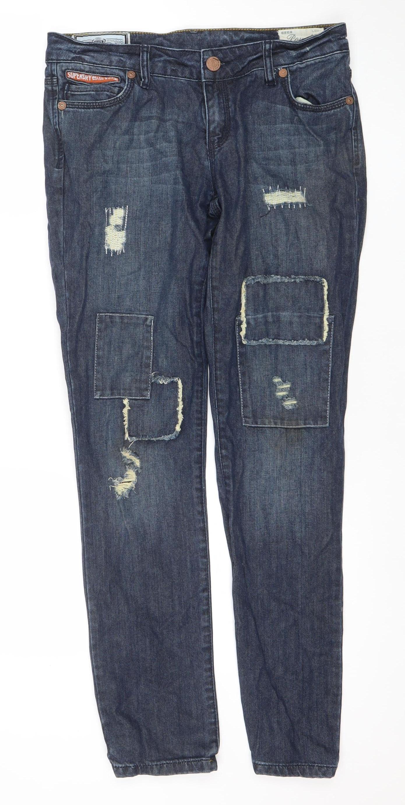 Superdry Women’s Blue Slim Fit Distressed Denim Jeans W28 L32