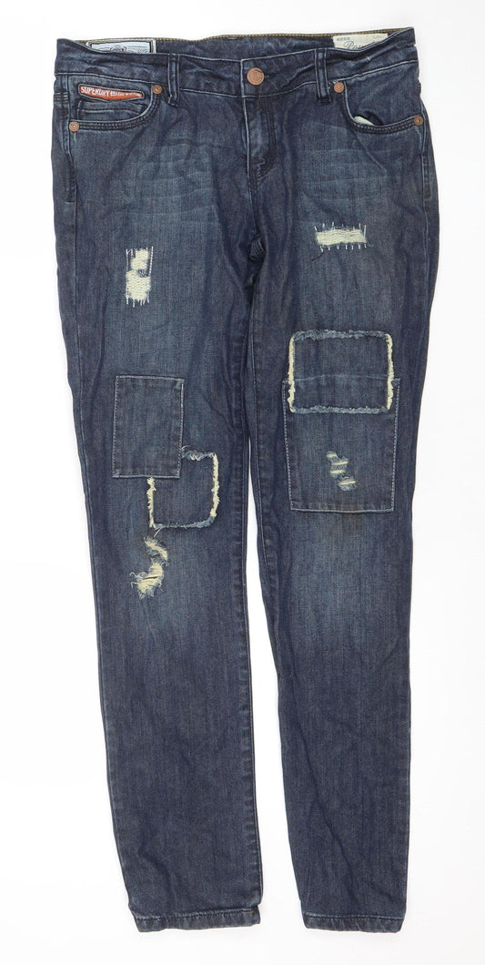 Superdry Women’s Blue Slim Fit Distressed Denim Jeans W28 L32