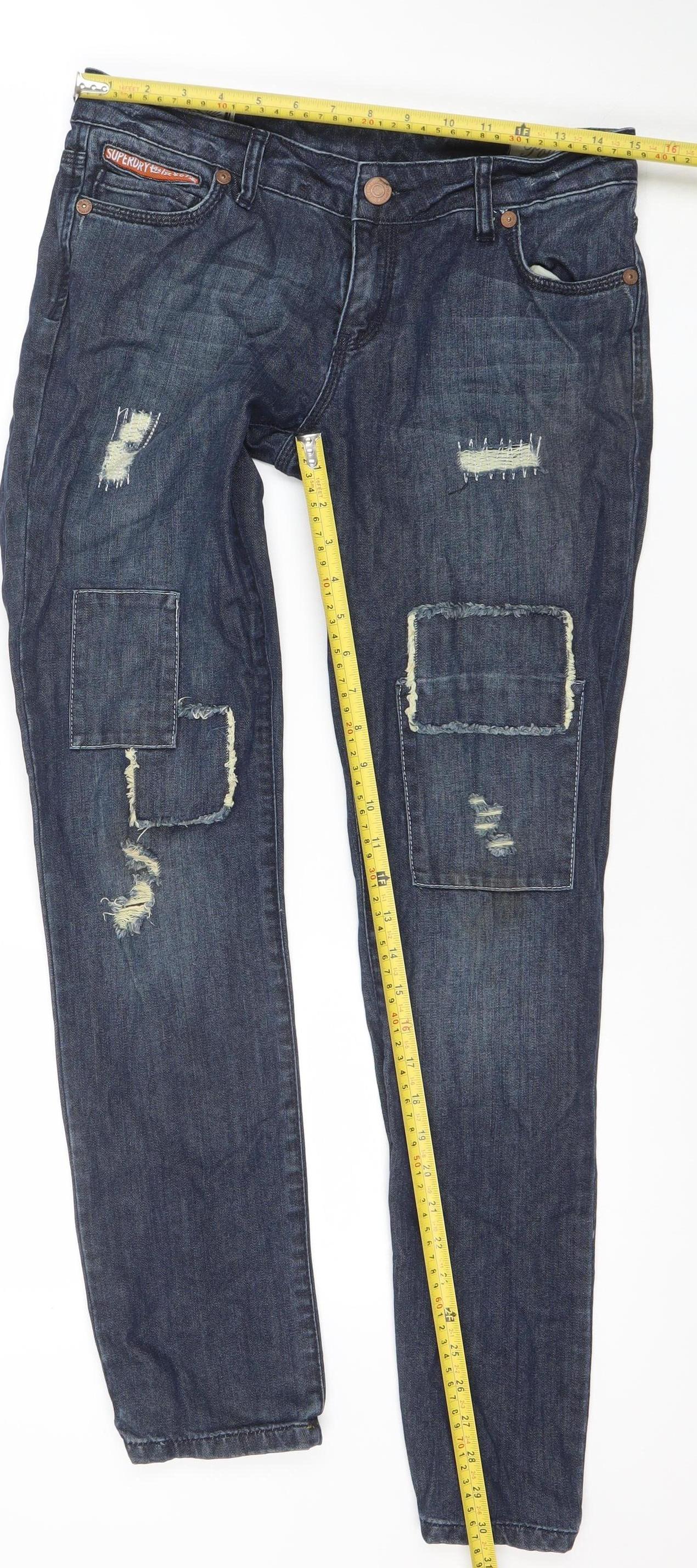 Superdry Women’s Blue Slim Fit Distressed Denim Jeans W28 L32