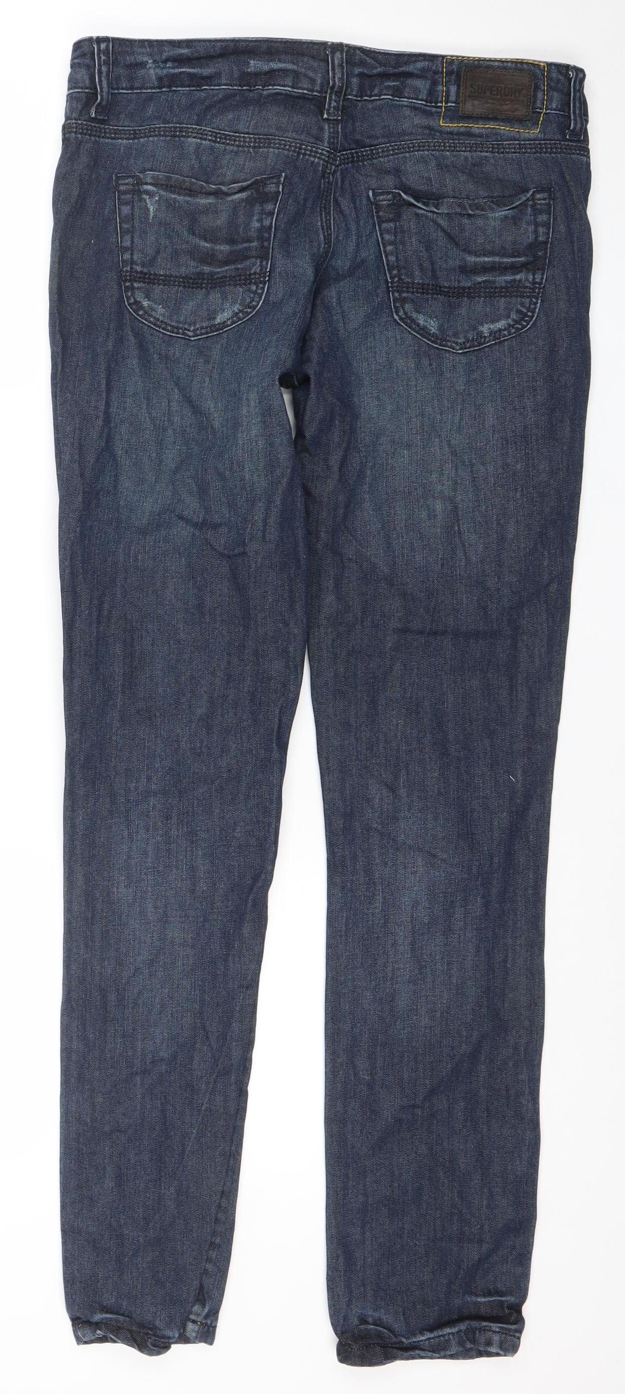Superdry Women’s Blue Slim Fit Distressed Denim Jeans W28 L32