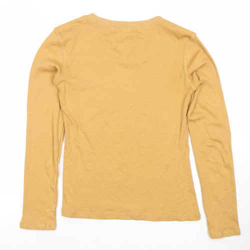 ZARA Women's Beige Basic Long Sleeve Cotton T-Shirt Size S