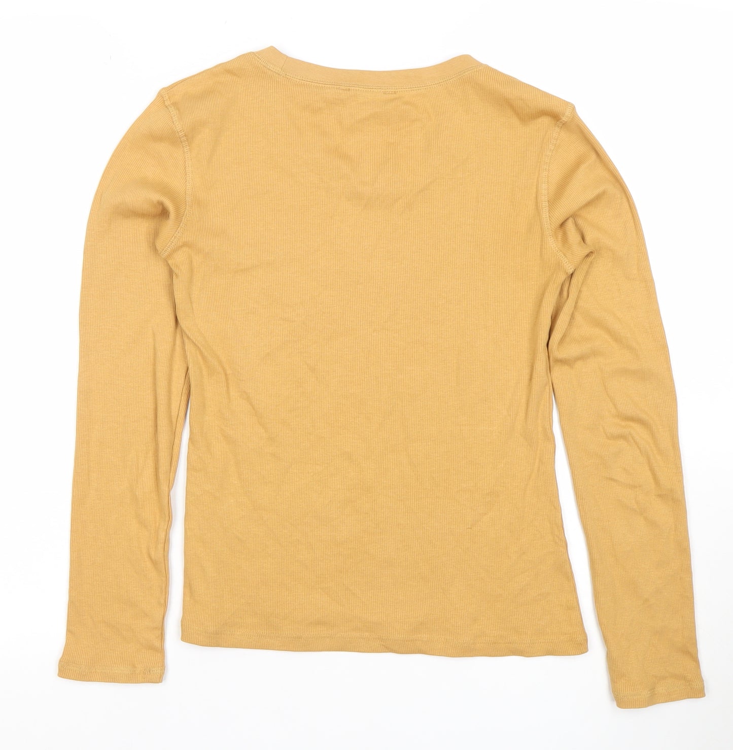ZARA Women's Beige Basic Long Sleeve Cotton T-Shirt Size S