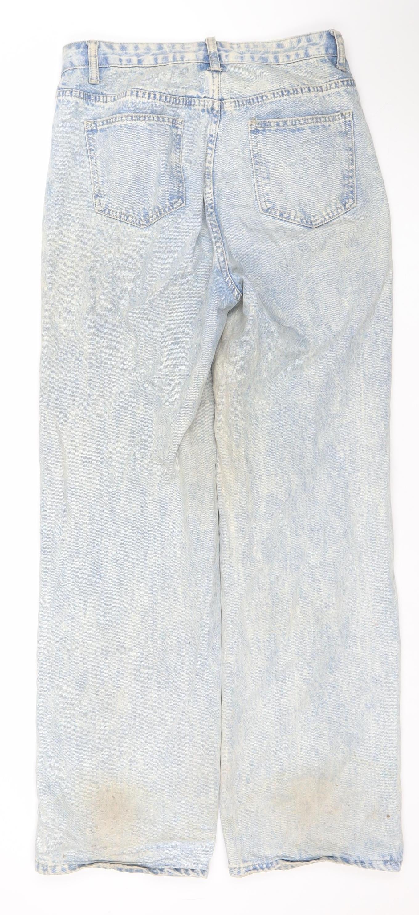 SHEIN Womens Blue Distressed Straight Leg Denim Jeans Size 10