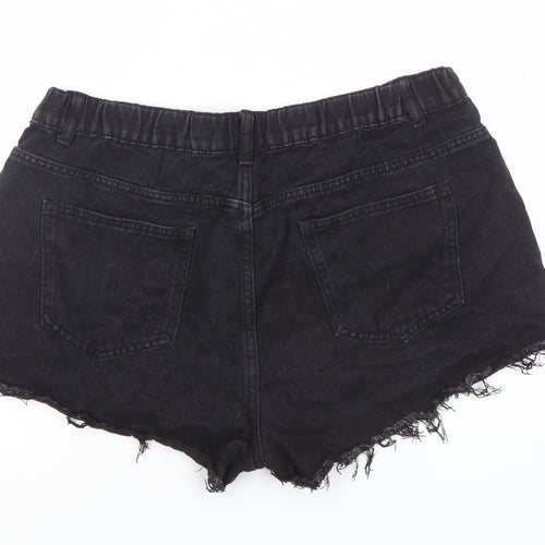 SHEIN Women’s Black Cut-Off Denim Shorts 2XL Distressed High Rise