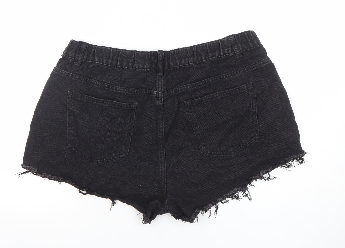 SHEIN Women’s Black Cut-Off Denim Shorts 2XL Distressed High Rise