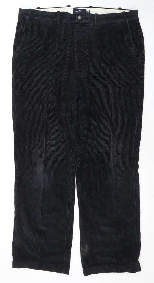 Marks and Spencer Blue Harbour Men’s Black Corduroy Straight Trousers 38W 31L